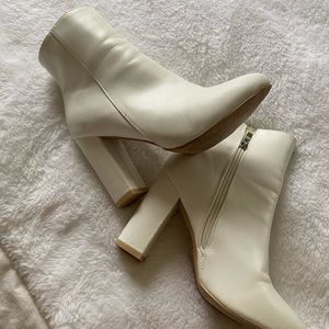 White Heeled Booties Sz 7
